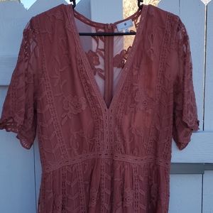 Mauve lace maxi dress